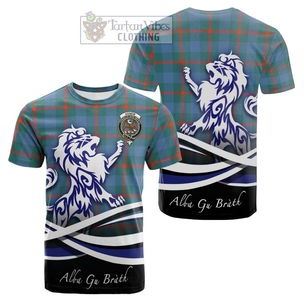 Tartan Vibes Clothing Agnew Ancient Tartan Cotton T-shirt with Alba Gu Brath Regal Lion Emblem