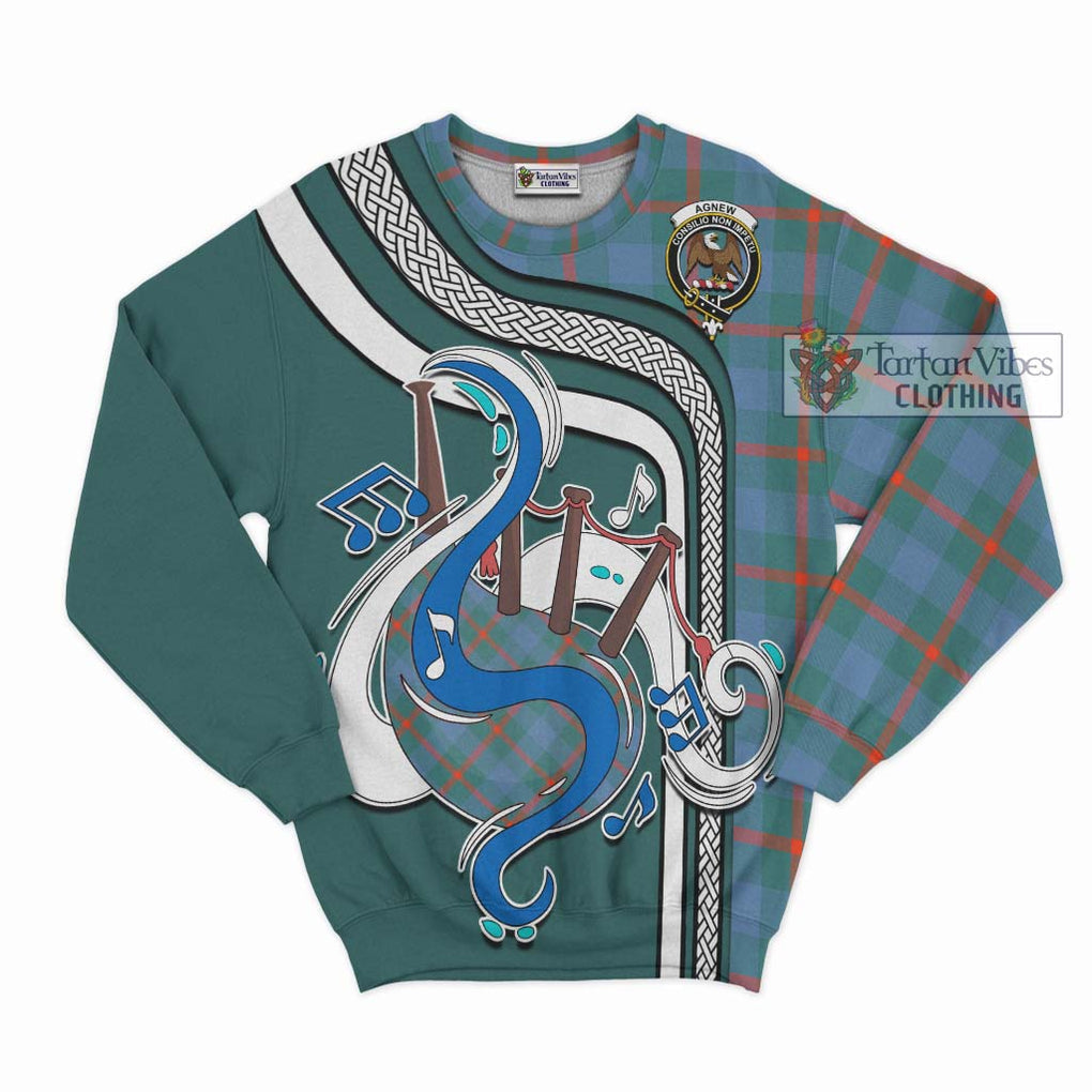 Agnew Ancient Tartan Sweatshirt with Epic Bagpipe Style - Tartanvibesclothing Shop