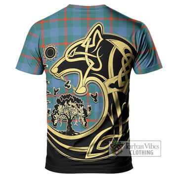 Agnew Ancient Tartan T-Shirt with Family Crest Celtic Wolf Style