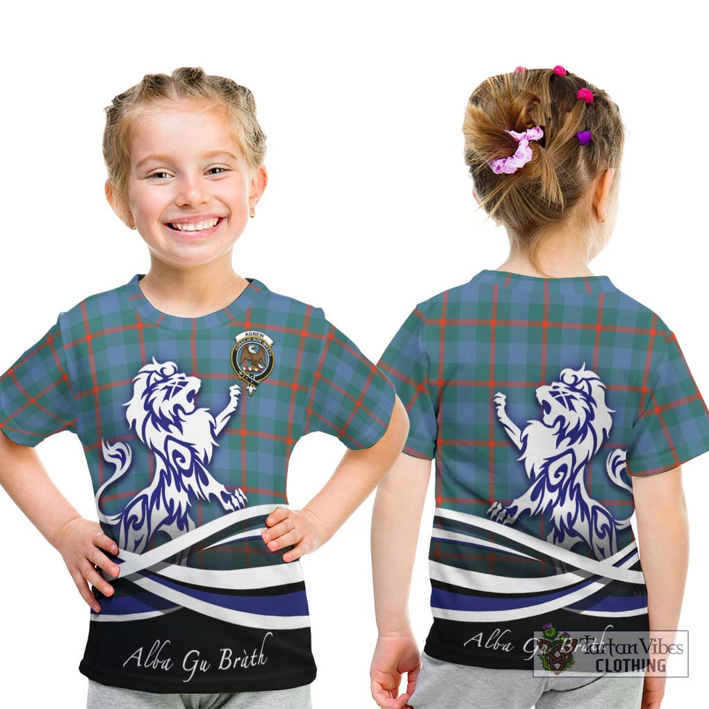 Agnew Ancient Tartan Kid T-Shirt with Alba Gu Brath Regal Lion Emblem - Tartanvibesclothing Shop