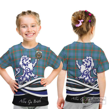 Agnew Ancient Tartan Kid T-Shirt with Alba Gu Brath Regal Lion Emblem