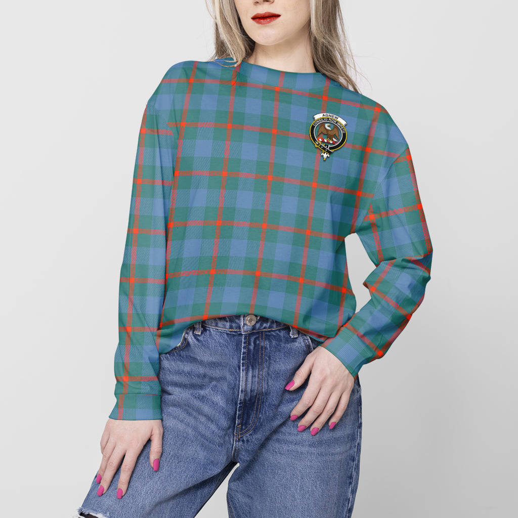 Agnew Ancient Tartan Sweatshirt with Family Crest - Tartan Vibes Clothing