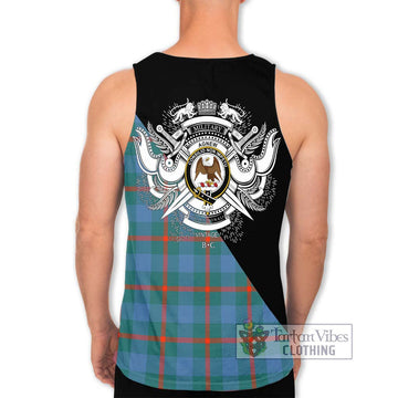 Agnew Ancient Tartan Men's Tank Top with Family Crest and Military Logo Style