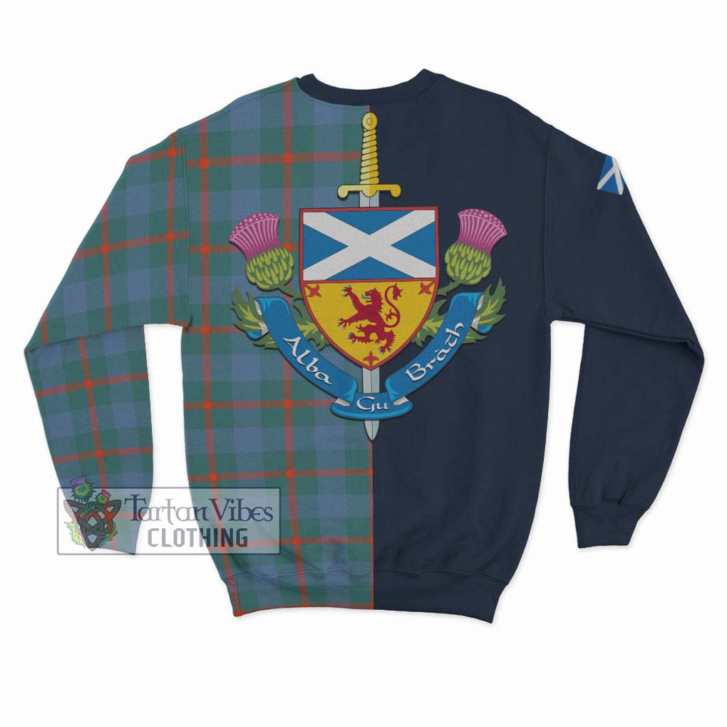 Tartan Vibes Clothing Agnew Ancient Tartan Sweatshirt with Scottish Lion Royal Arm Half Style