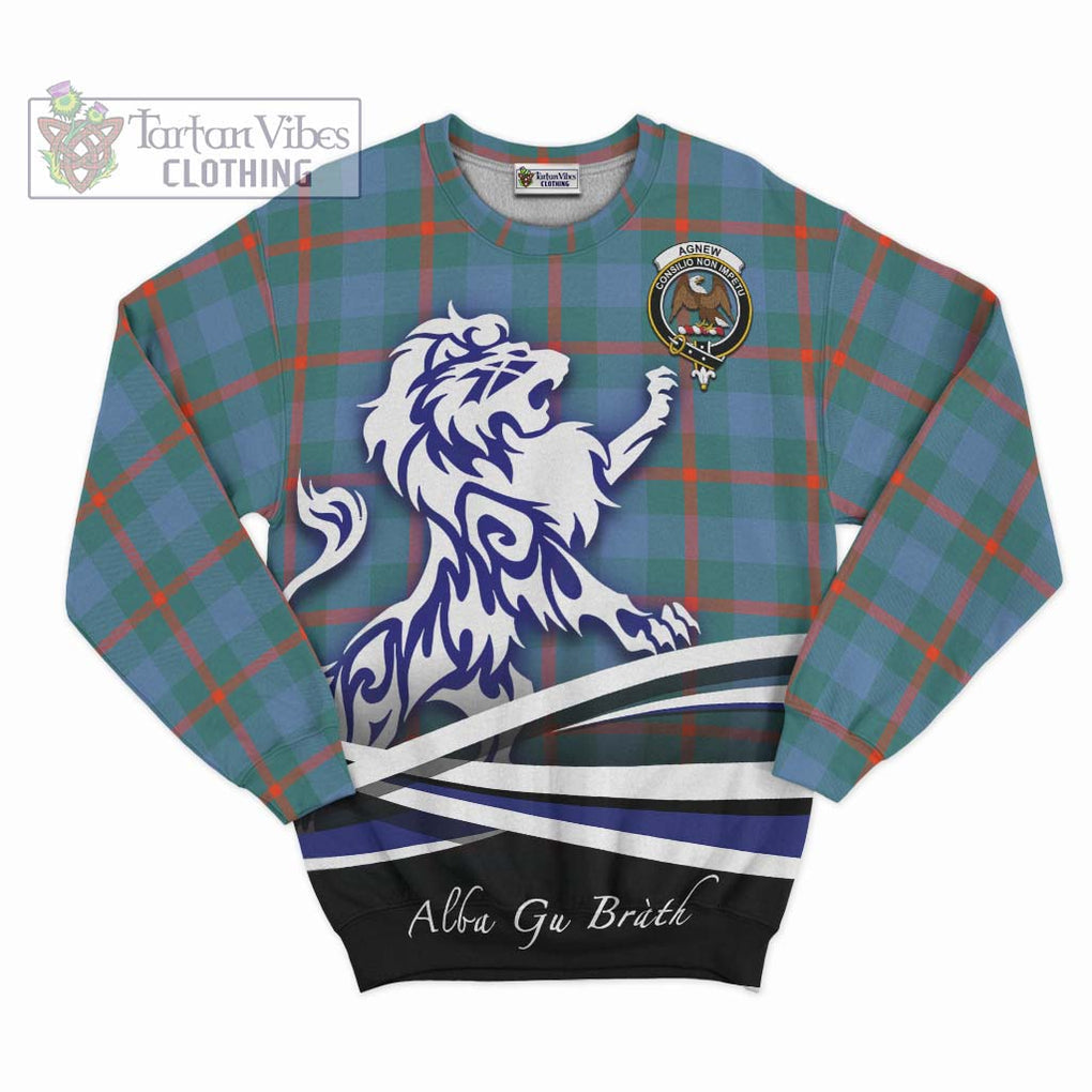 Agnew Ancient Tartan Sweatshirt with Alba Gu Brath Regal Lion Emblem - Tartanvibesclothing Shop