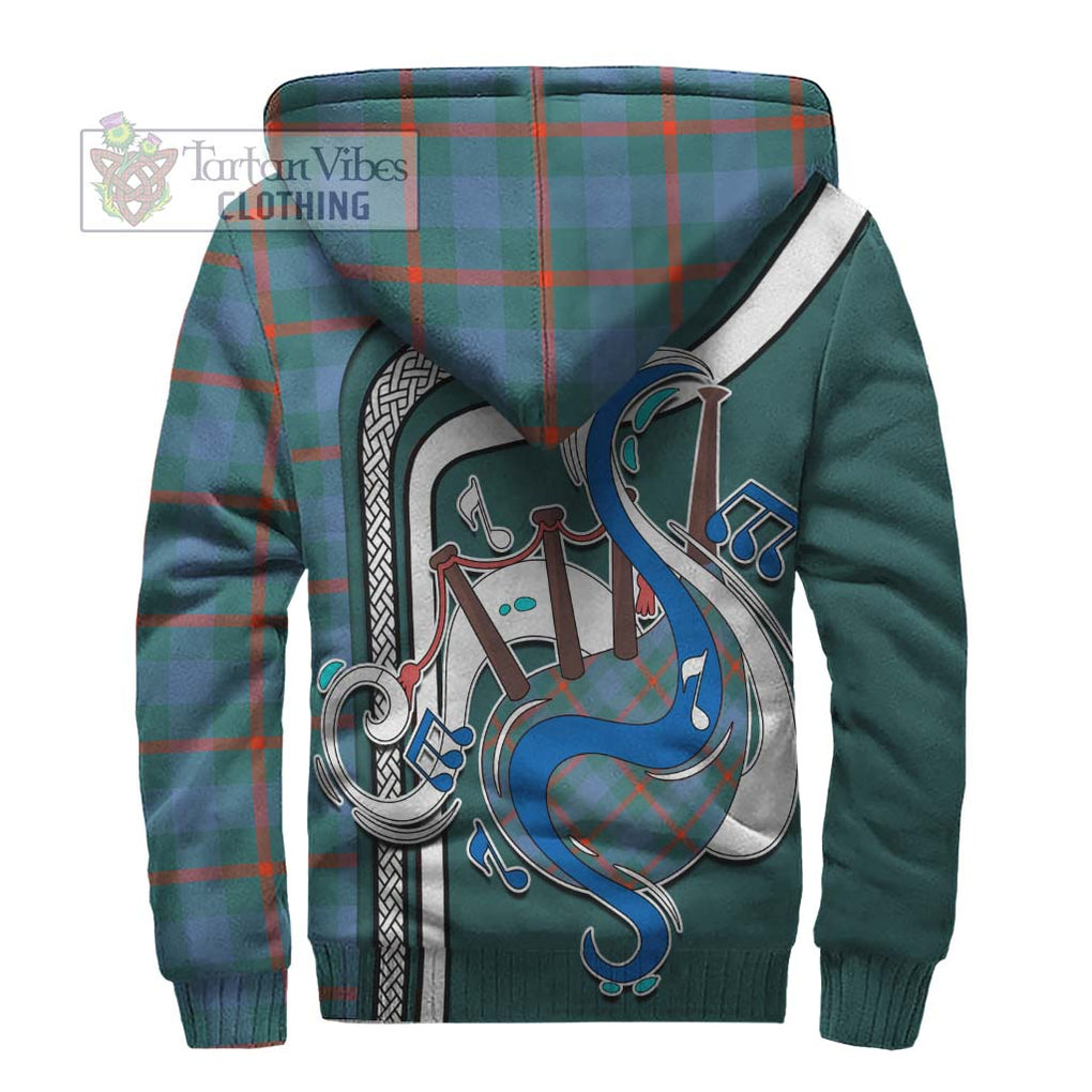 Agnew Ancient Tartan Sherpa Hoodie with Epic Bagpipe Style - Tartanvibesclothing Shop