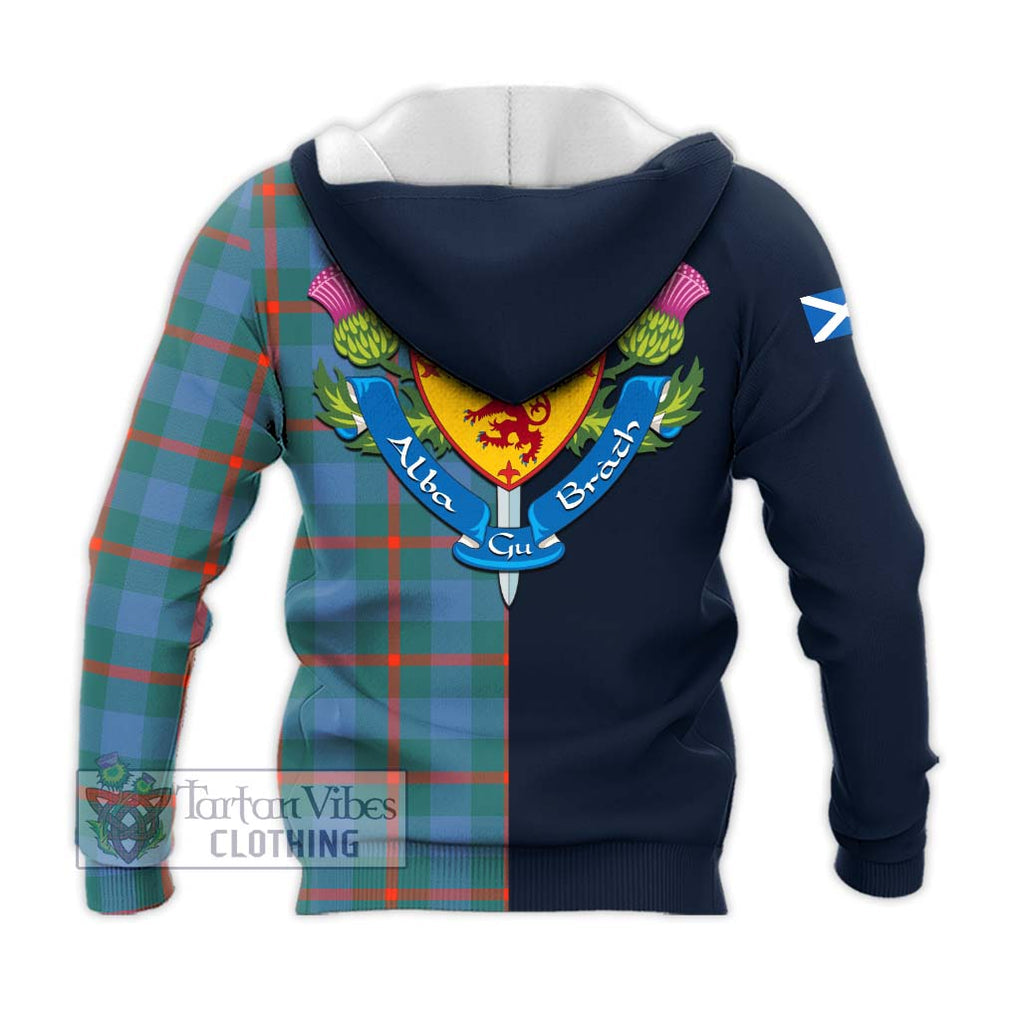 Tartan Vibes Clothing Agnew Ancient Tartan Knitted Hoodie with Scottish Lion Royal Arm Half Style