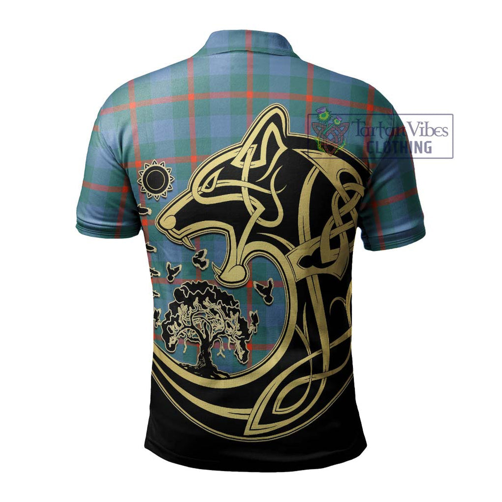 Agnew Ancient Tartan Polo Shirt with Family Crest Celtic Wolf Style - Tartanvibesclothing Shop