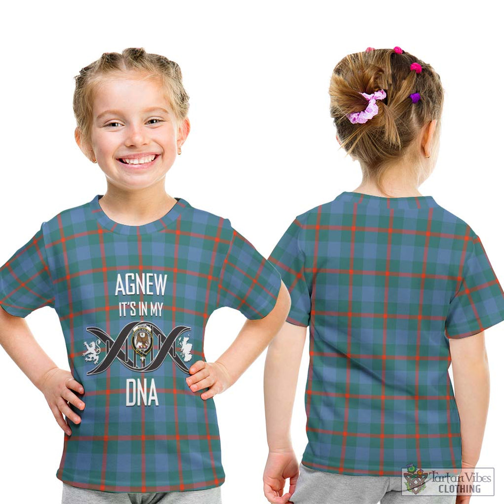 Agnew Ancient Tartan Kid T-Shirt with Family Crest DNA In Me Style - Tartanvibesclothing Shop