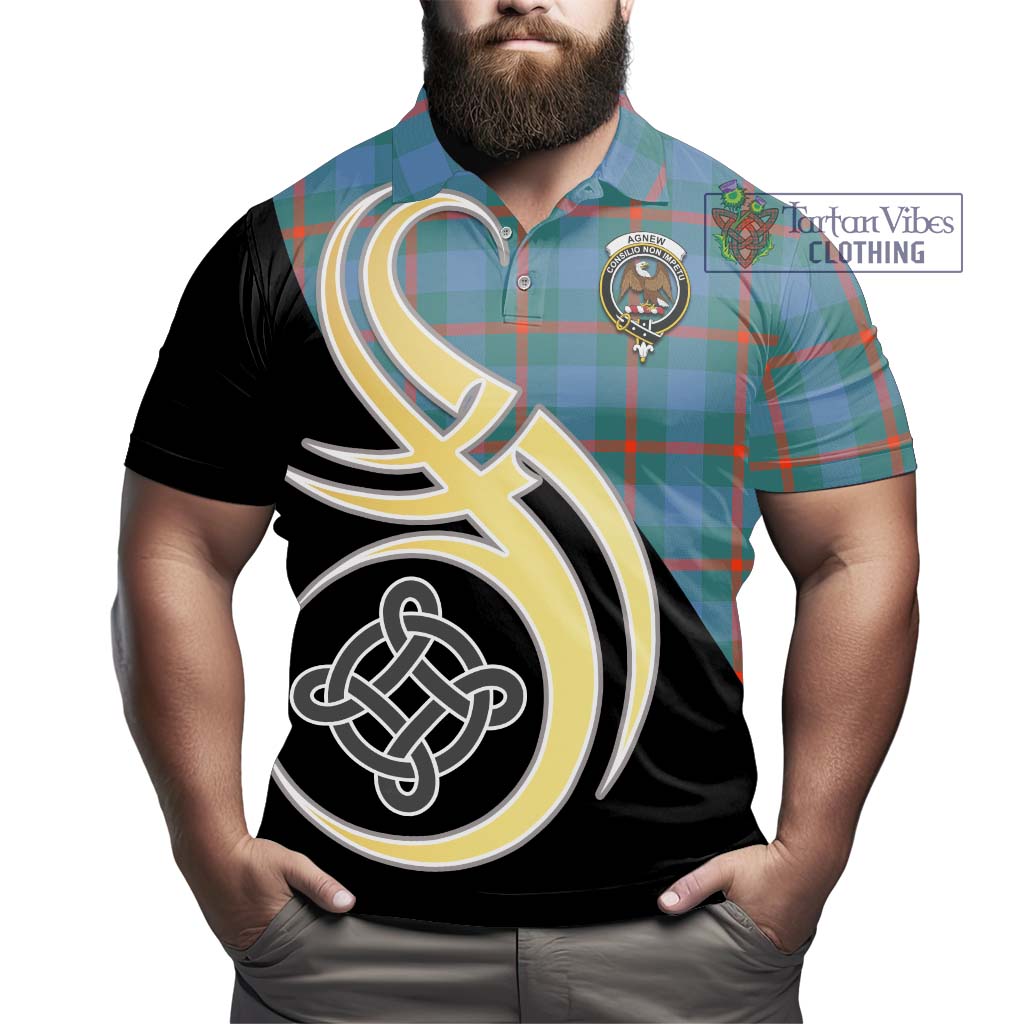 Agnew Ancient Tartan Polo Shirt with Family Crest and Celtic Symbol Style - Tartan Vibes Clothing