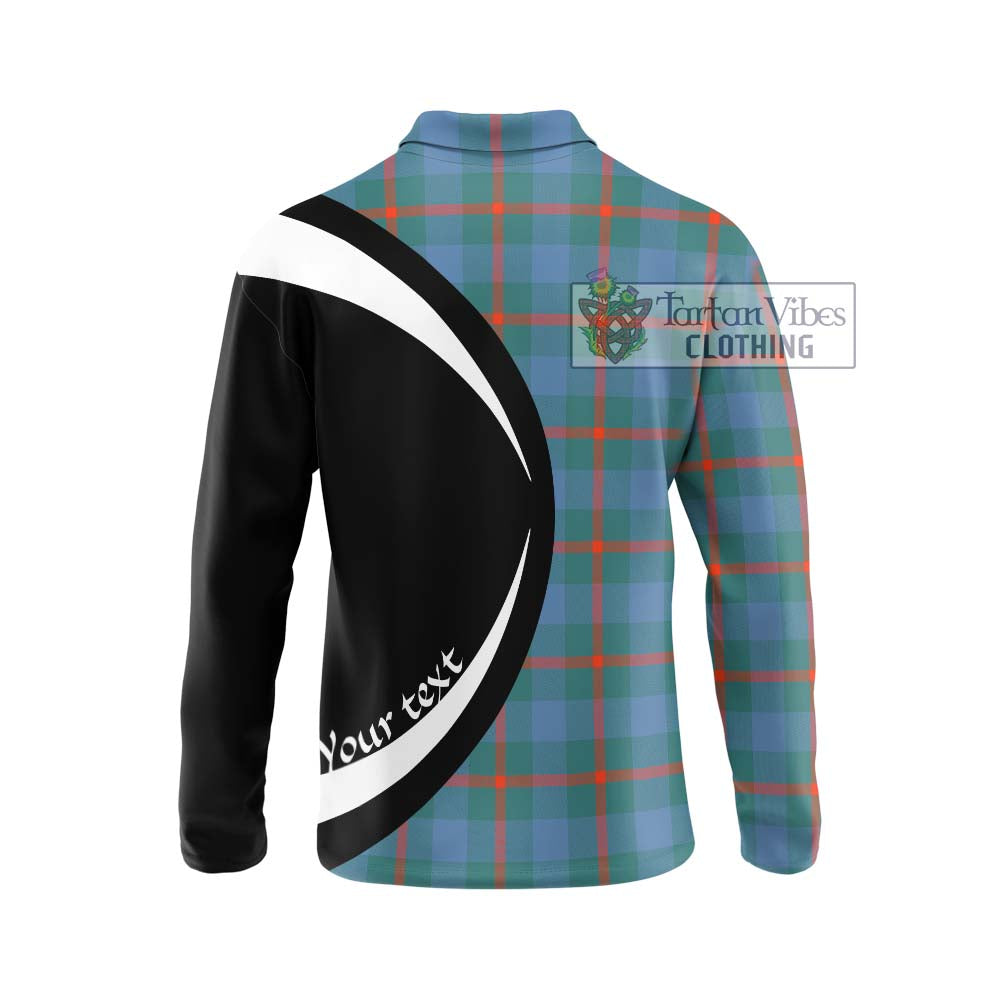 Agnew Ancient Tartan Long Sleeve Polo Shirt with Family Crest Circle Style - Tartan Vibes Clothing