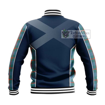 Agnew Ancient Tartan Baseball Jacket with Family Crest and Lion Rampant Vibes Sport Style