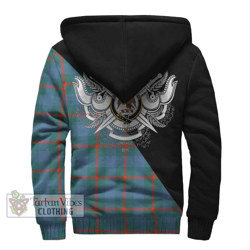 Agnew Ancient Tartan Sherpa Hoodie with Family Crest and Military Logo Style - Tartanvibesclothing Shop