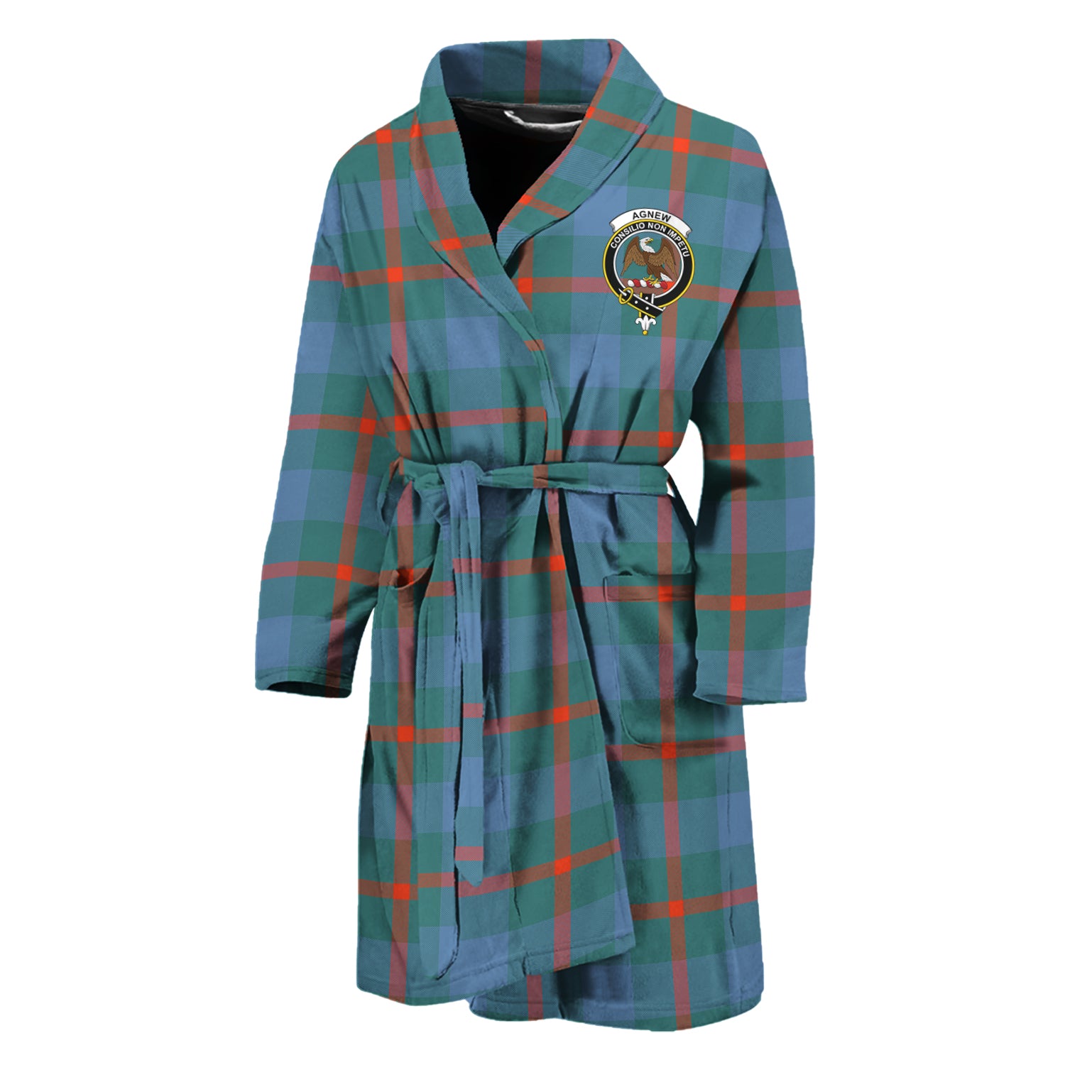 Agnew Ancient Tartan Bathrobe with Family Crest Unisex M - Tartan Vibes Clothing