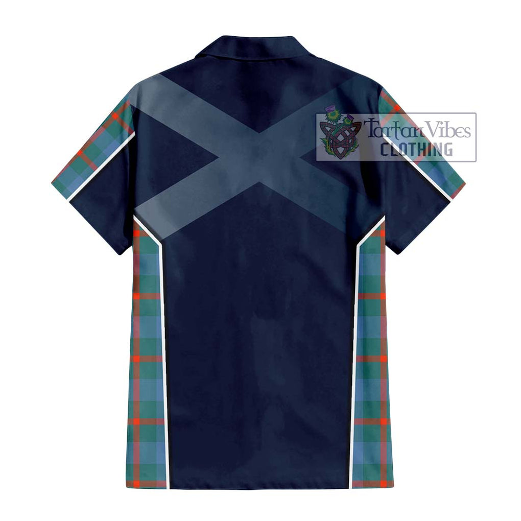 Agnew Ancient Tartan Short Sleeve Button Shirt with Family Crest and Lion Rampant Vibes Sport Style - Tartan Vibes Clothing