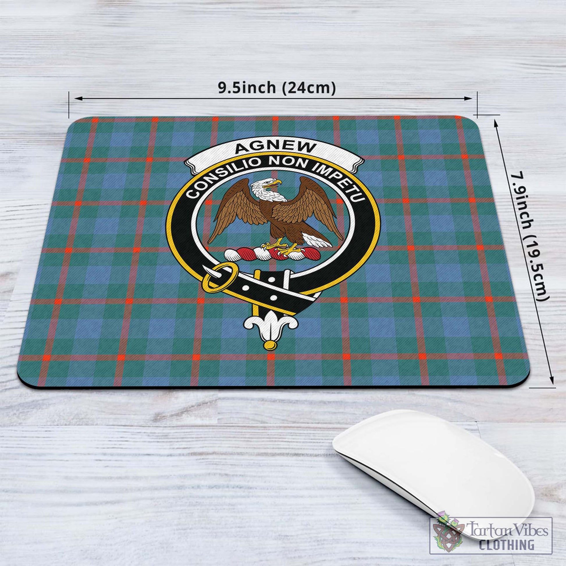 Tartan Vibes Clothing Agnew Ancient Tartan Mouse Pad with Family Crest