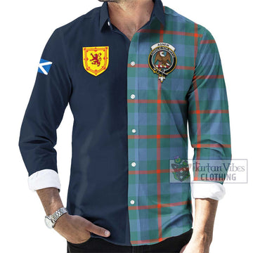 Agnew Ancient Tartan Long Sleeve Button Shirt Alba with Scottish Lion Royal Arm Half Style