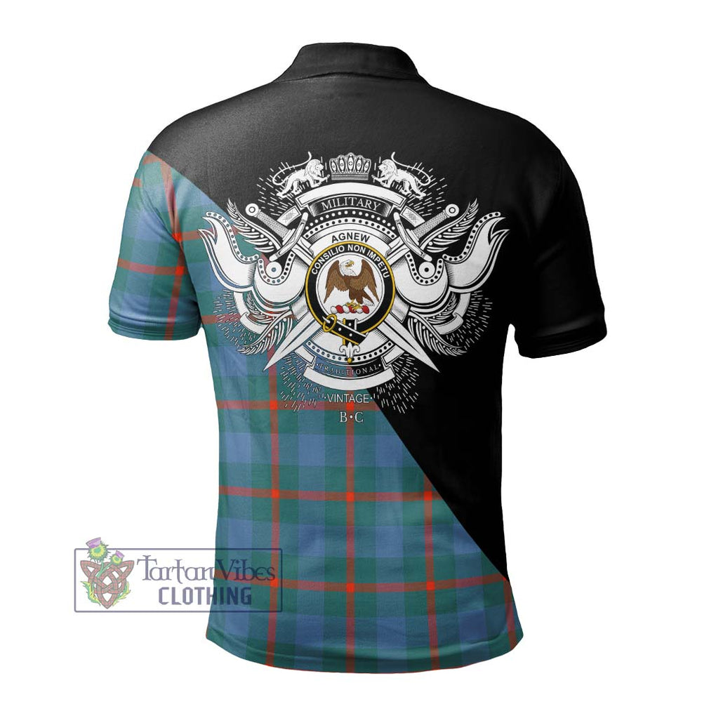 Agnew Ancient Tartan Polo Shirt with Family Crest and Military Logo Style - Tartanvibesclothing Shop