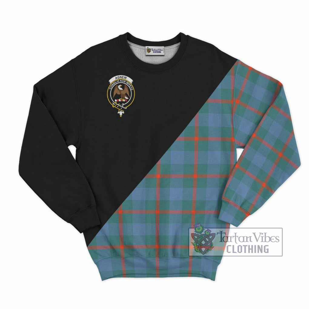 Agnew Ancient Tartan Sweatshirt with Family Crest and Military Logo Style - Tartanvibesclothing Shop