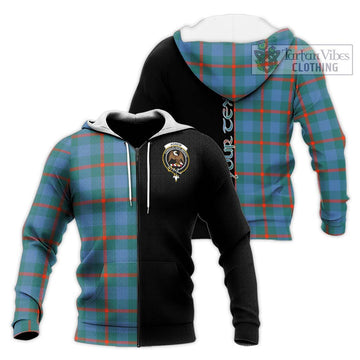 Agnew Ancient Tartan Knitted Hoodie with Family Crest and Half Of Me Style