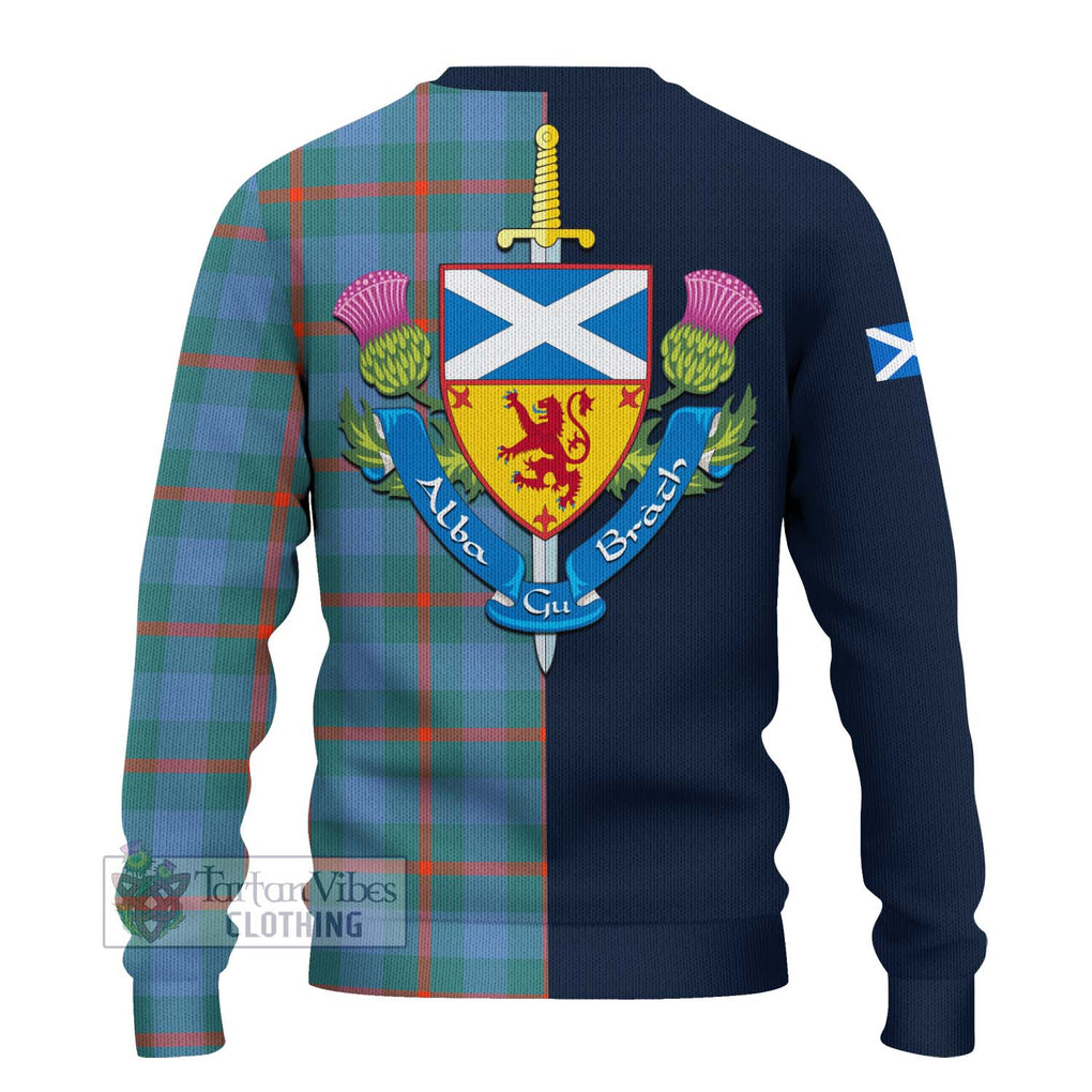 Tartan Vibes Clothing Agnew Ancient Tartan Knitted Sweater with Scottish Lion Royal Arm Half Style