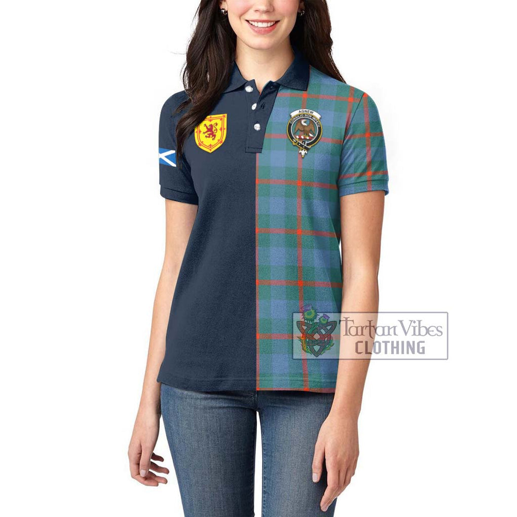 Tartan Vibes Clothing Agnew Ancient Tartan Women's Polo Shirt with Scottish Lion Royal Arm Half Style