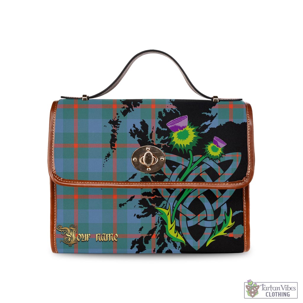 Tartan Vibes Clothing Agnew Ancient Tartan Waterproof Canvas Bag with Scotland Map and Thistle Celtic Accents