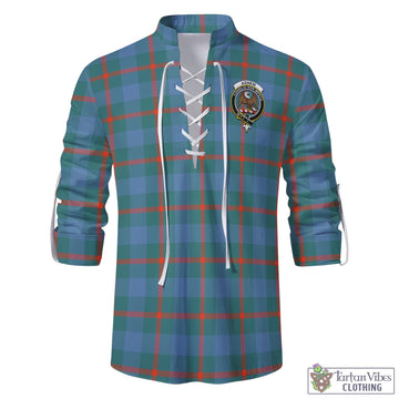 Agnew Ancient Tartan Men's Scottish Traditional Jacobite Ghillie Kilt Shirt with Family Crest