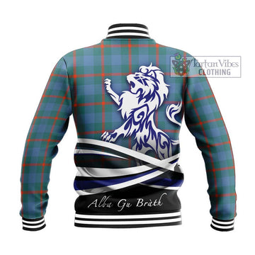 Agnew Ancient Tartan Baseball Jacket with Alba Gu Brath Regal Lion Emblem