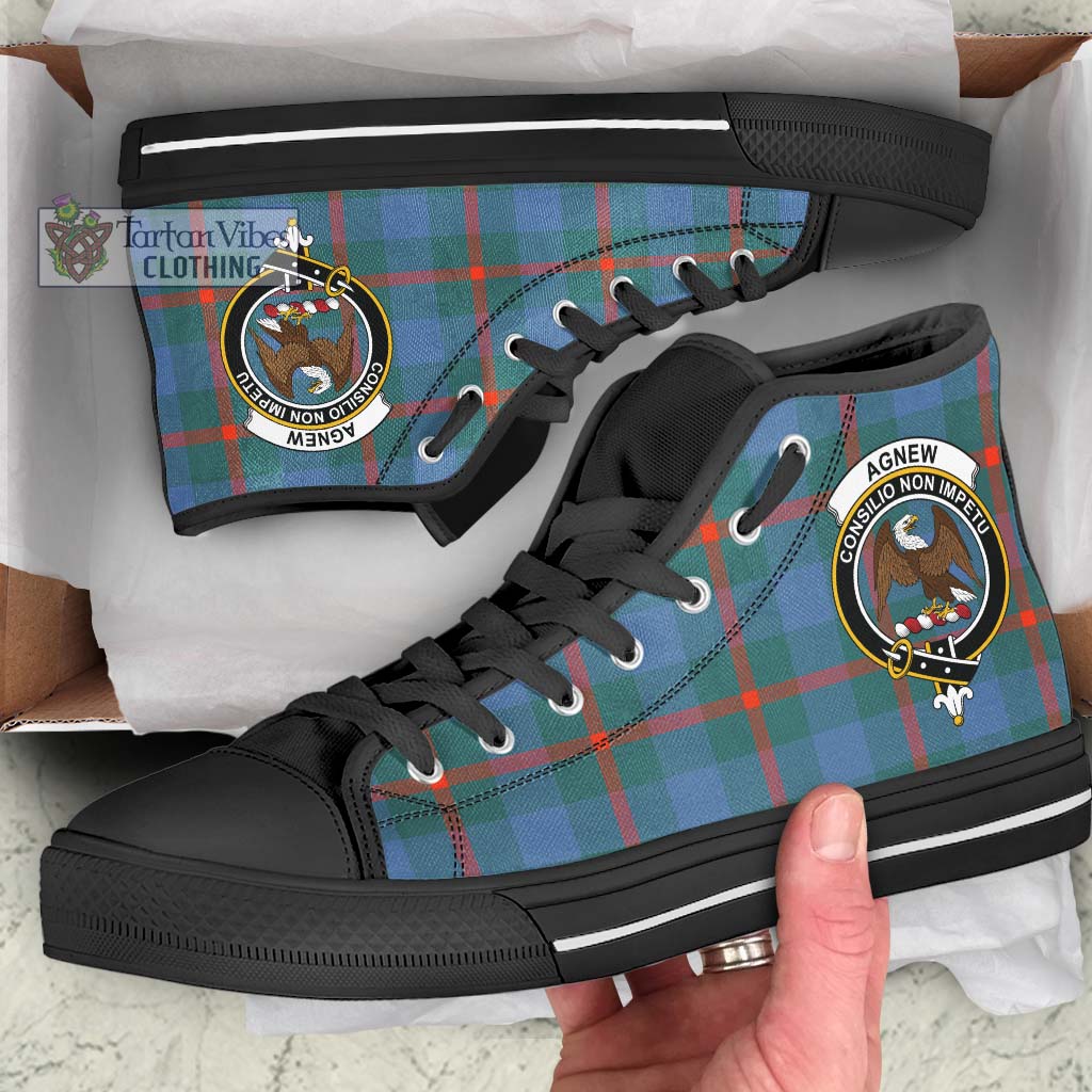 Tartan Vibes Clothing Agnew Ancient Tartan High Top Shoes with Family Crest