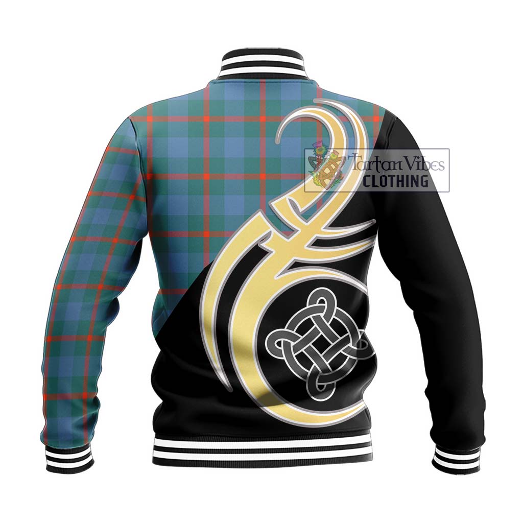 Agnew Ancient Tartan Baseball Jacket with Family Crest and Celtic Symbol Style - Tartan Vibes Clothing