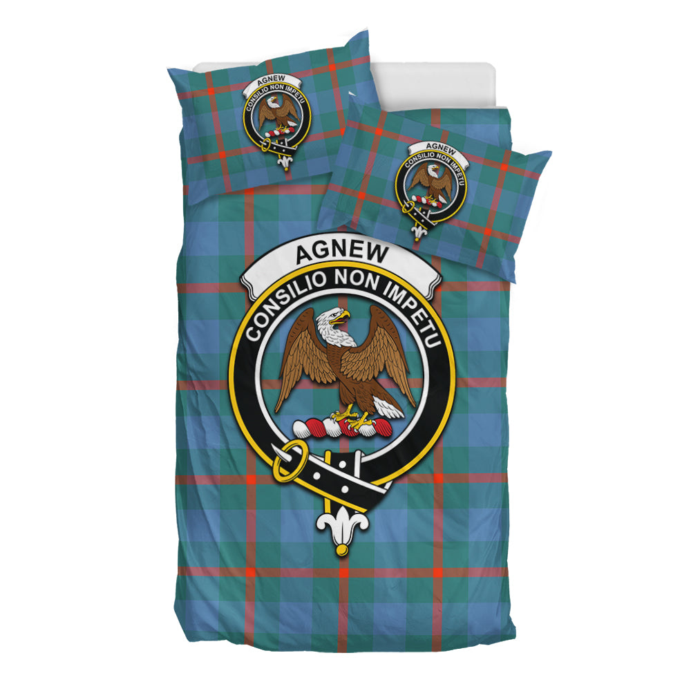 Agnew Ancient Tartan Bedding Set with Family Crest - Tartan Vibes Clothing