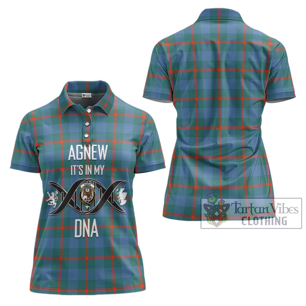 Agnew Ancient Tartan Women's Polo Shirt with Family Crest DNA In Me Style - Tartanvibesclothing Shop