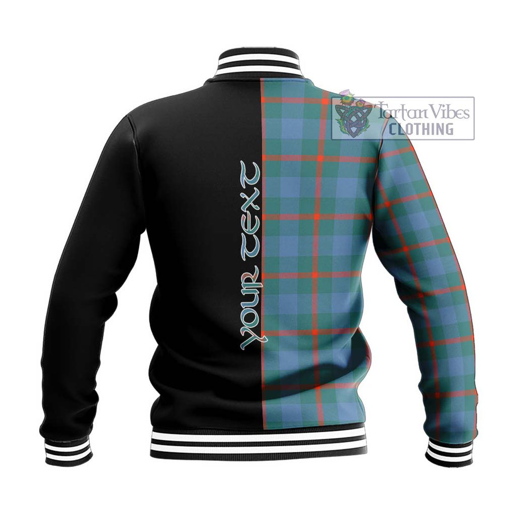 Agnew Ancient Tartan Baseball Jacket with Family Crest and Half Of Me Style - Tartanvibesclothing Shop