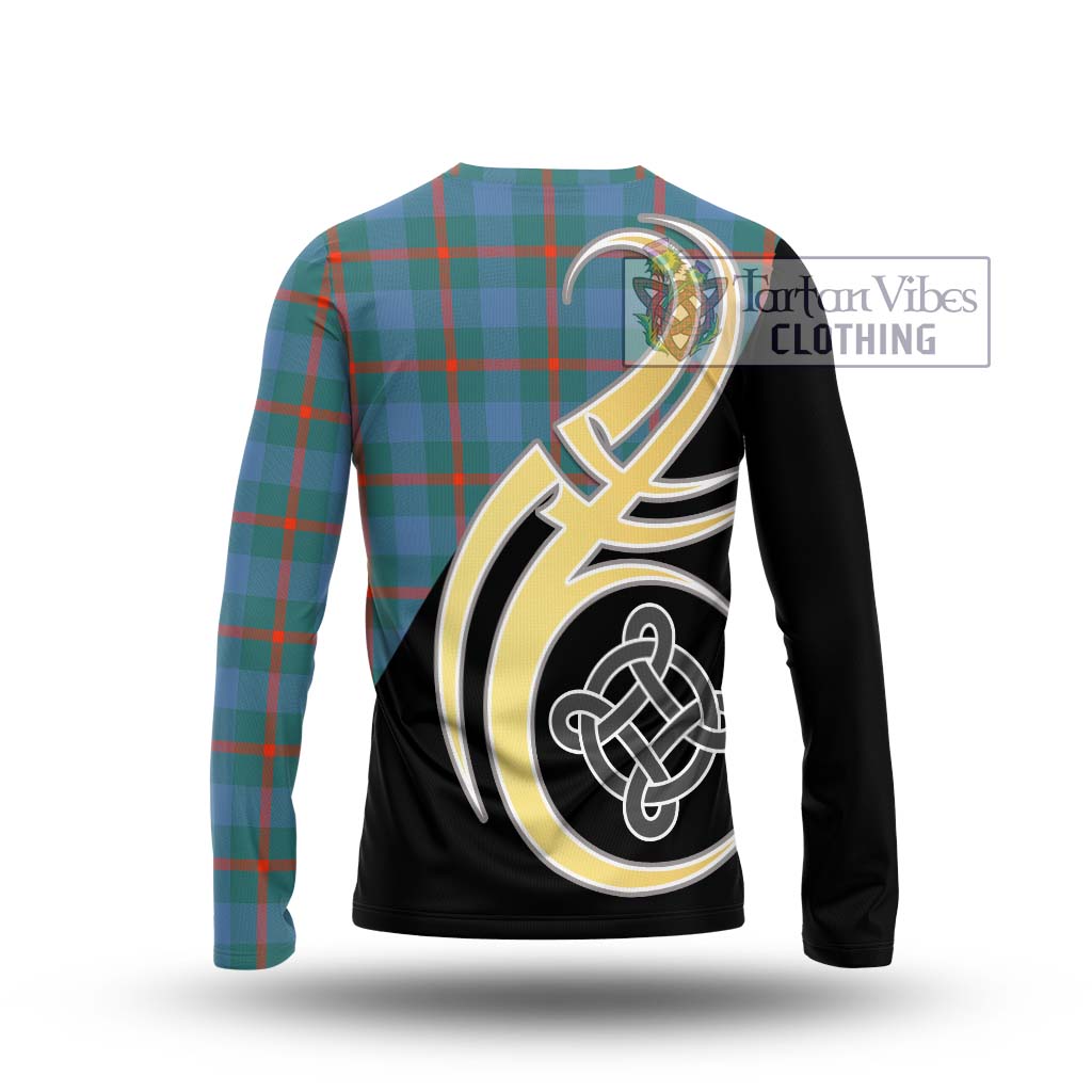 Agnew Ancient Tartan Long Sleeve T-Shirt with Family Crest and Celtic Symbol Style - Tartan Vibes Clothing