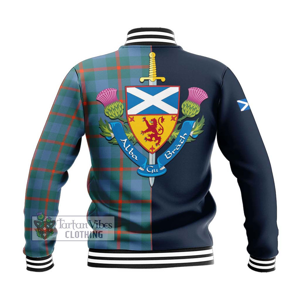 Tartan Vibes Clothing Agnew Ancient Tartan Baseball Jacket with Scottish Lion Royal Arm Half Style