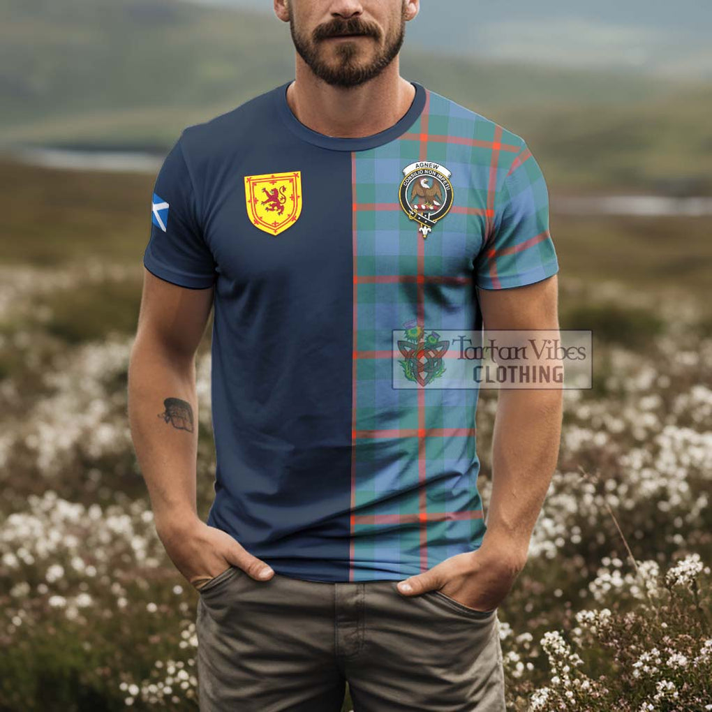 Tartan Vibes Clothing Agnew Ancient Tartan T-Shirt Alba with Scottish Lion Royal Arm Half Style