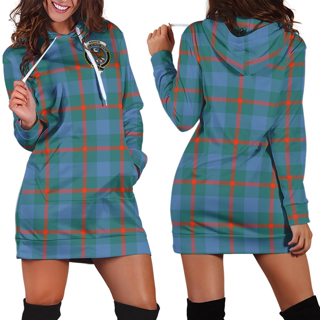 Agnew Ancient Tartan Hoodie Dress with Family Crest - Tartan Vibes Clothing