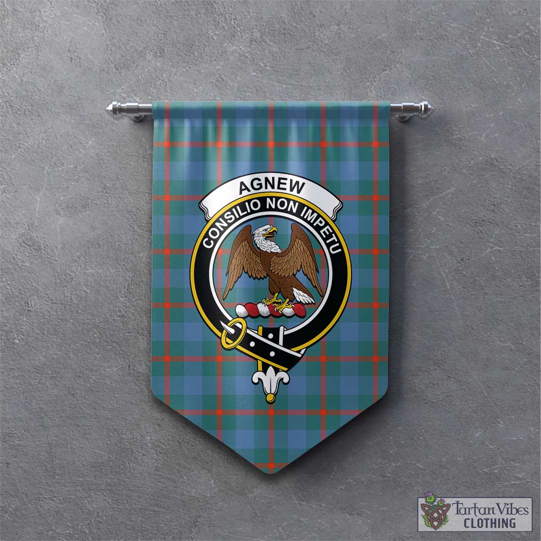 Tartan Vibes Clothing Agnew Ancient Tartan Gonfalon, Tartan Banner with Family Crest