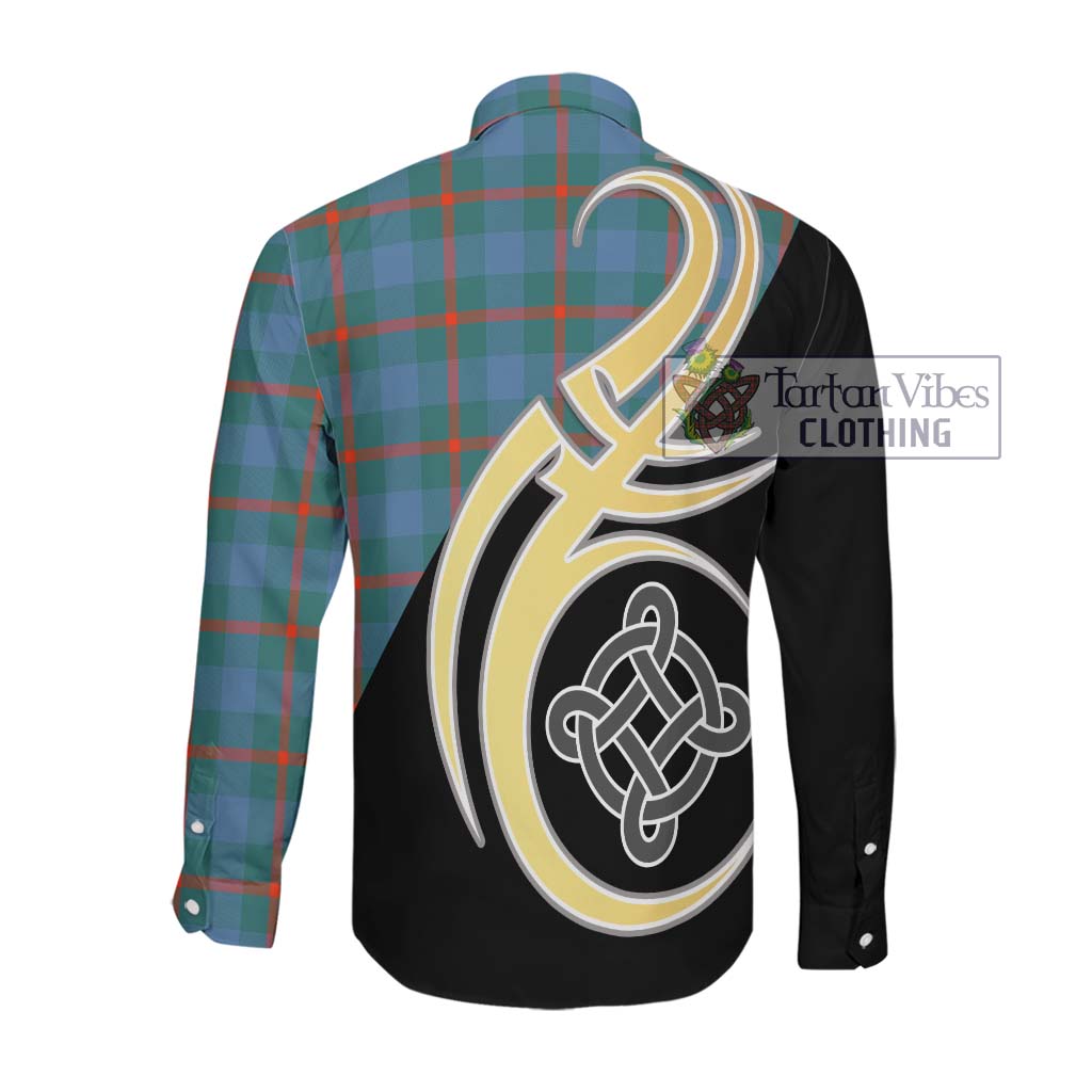 Agnew Ancient Tartan Long Sleeve Button Shirt with Family Crest and Celtic Symbol Style Men's Shirt - Tartan Vibes Clothing