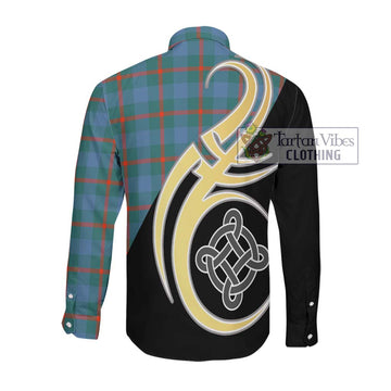 Agnew Ancient Tartan Long Sleeve Button Shirt with Family Crest and Celtic Symbol Style