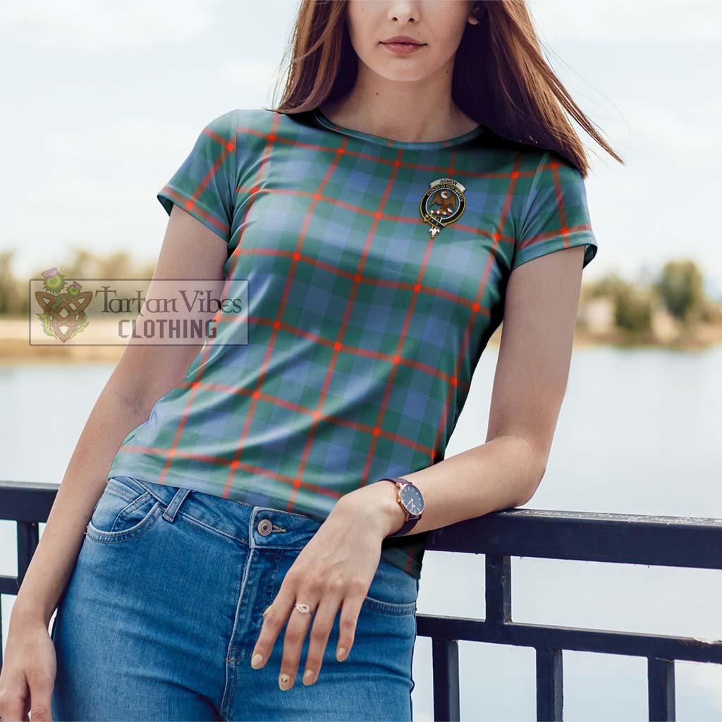 Tartan Vibes Clothing Agnew Ancient Tartan Cotton T-Shirt with Family Crest