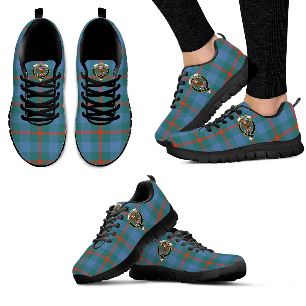 Agnew Ancient Tartan Sneakers with Family Crest - Tartan Vibes Clothing