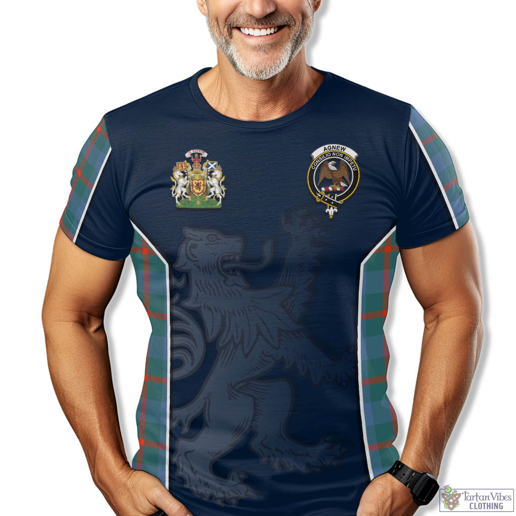 Tartan Vibes Clothing Agnew Ancient Tartan T-Shirt with Family Crest and Lion Rampant Vibes Sport Style