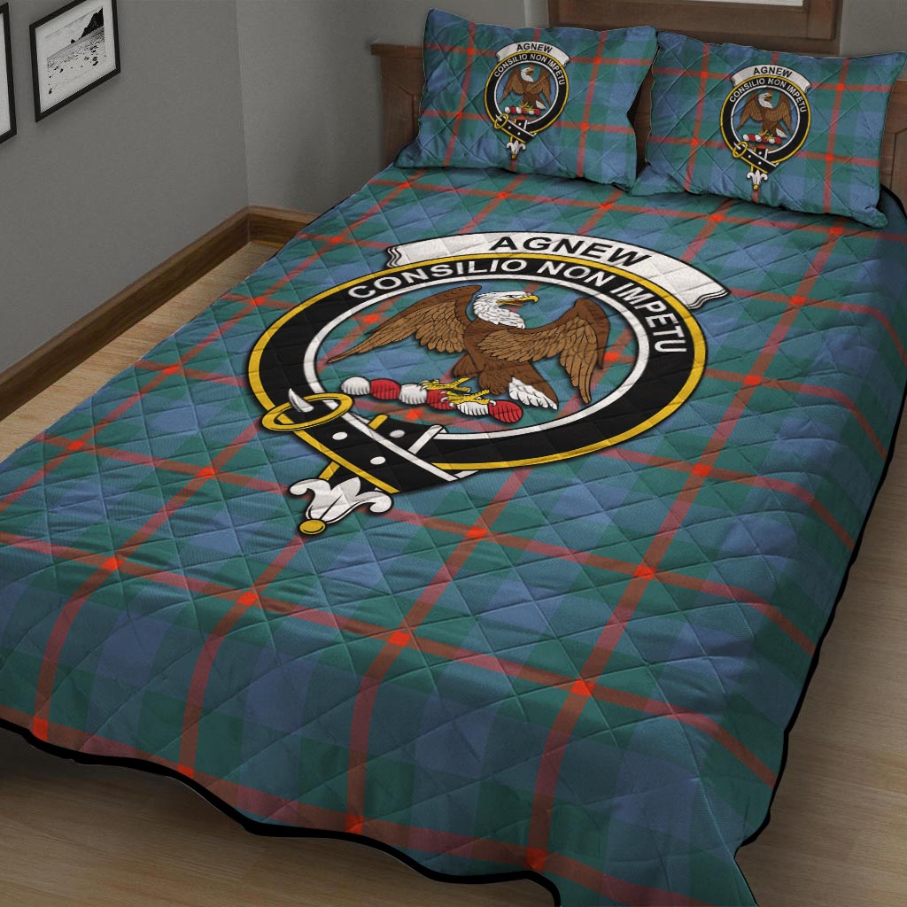 Agnew Ancient Tartan Quilt Bed Set with Family Crest - Tartan Vibes Clothing