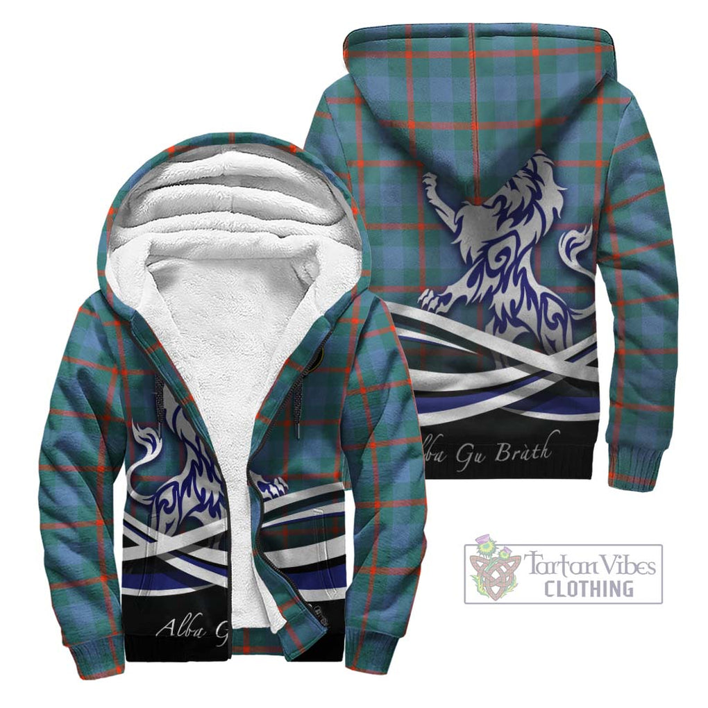 Agnew Ancient Tartan Sherpa Hoodie with Alba Gu Brath Regal Lion Emblem Unisex - Tartanvibesclothing Shop