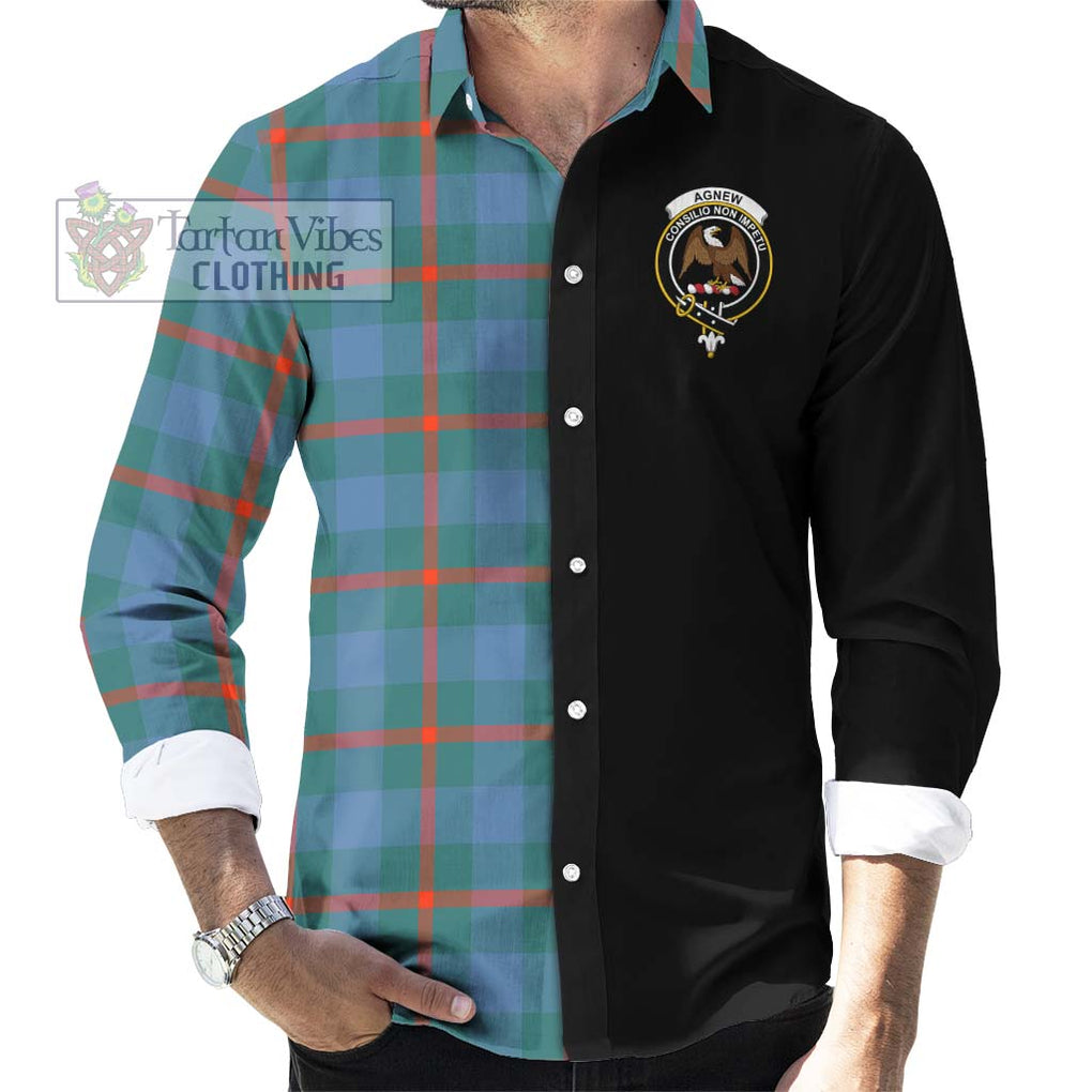 Agnew Ancient Tartan Long Sleeve Button Shirt with Family Crest and Half Of Me Style - Tartanvibesclothing Shop