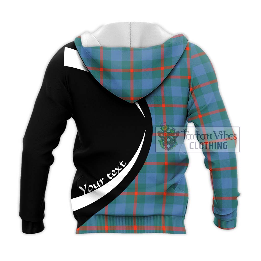 Agnew Ancient Tartan Knitted Hoodie with Family Crest Circle Style - Tartan Vibes Clothing