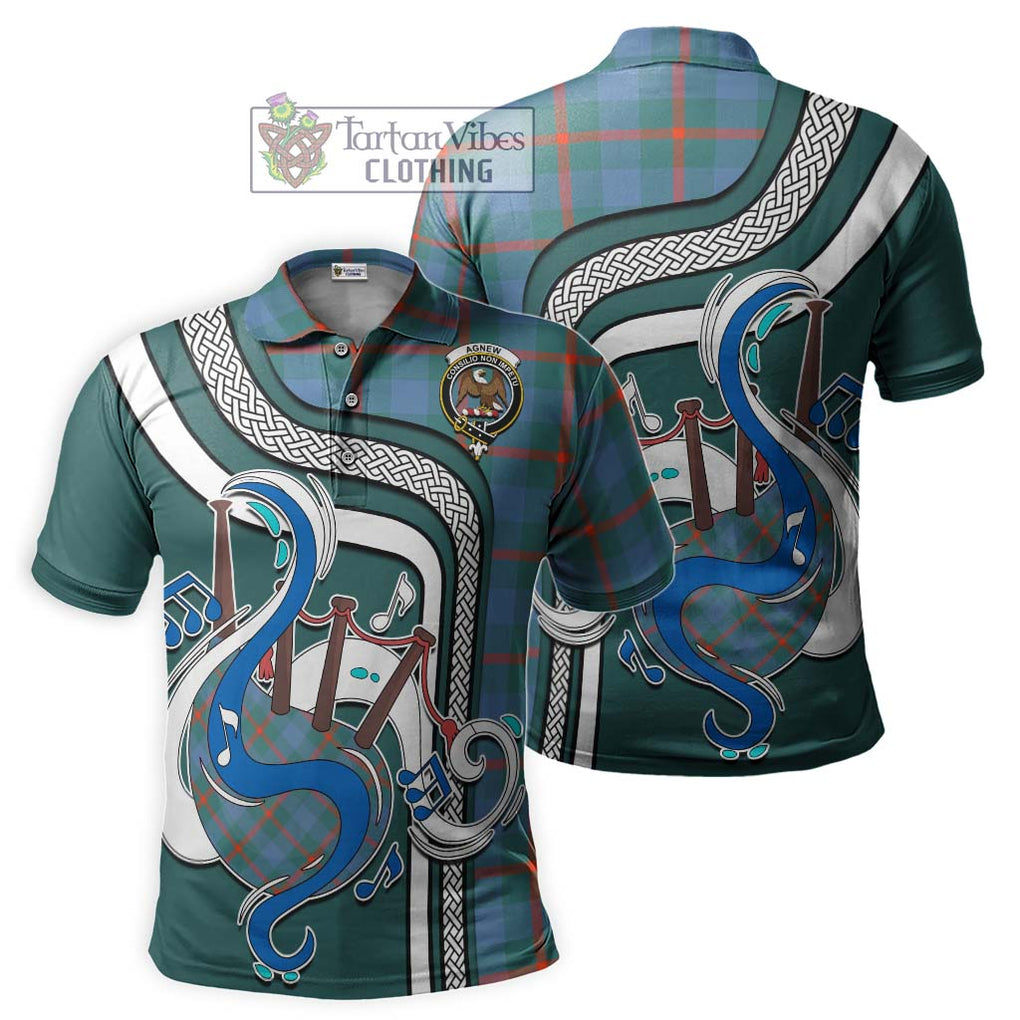 Tartan Vibes Clothing Agnew Ancient Tartan Polo Shirt with Epic Bagpipe Style