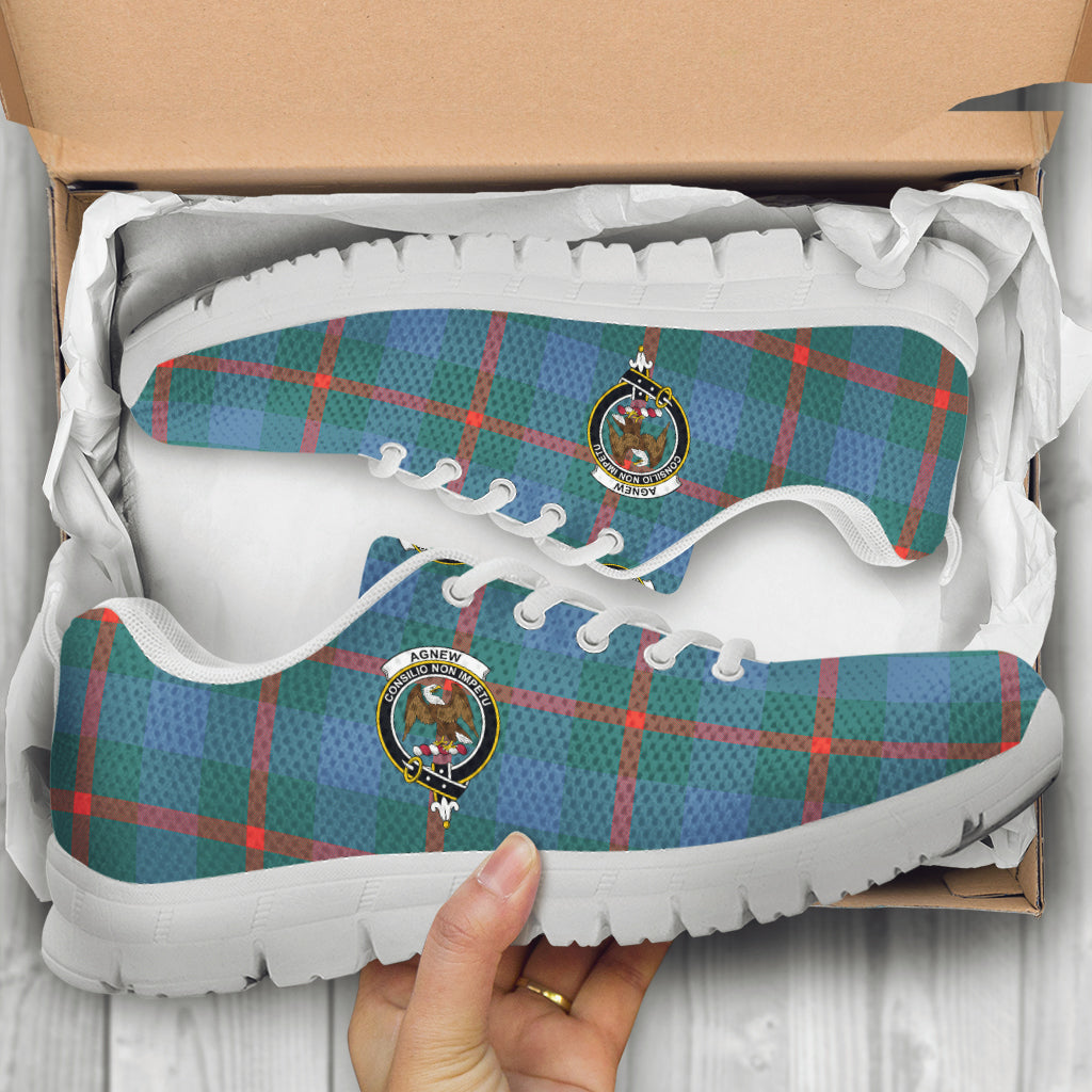 Agnew Ancient Tartan Sneakers with Family Crest - Tartan Vibes Clothing